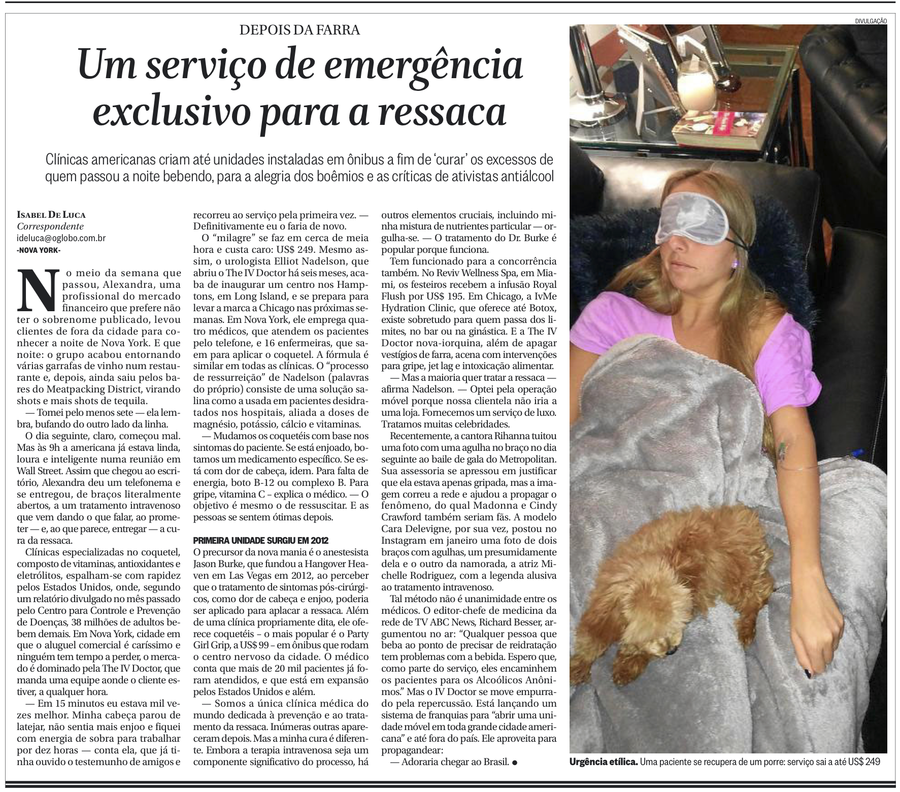 Um serviço de emergência exclusivo para a ressaca
